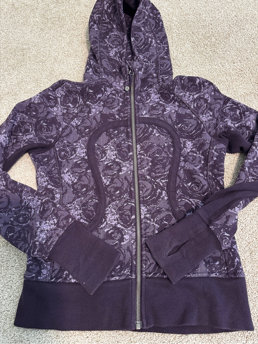 Lululemon Scuba Purple Floral Zip-Up Hoodie Jacket